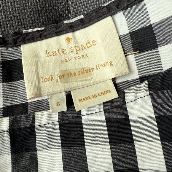 Black and White Gingham Kate Spade Fiorella Fit-and-Flare Dress — Sz 6 - Picture 6 of 9